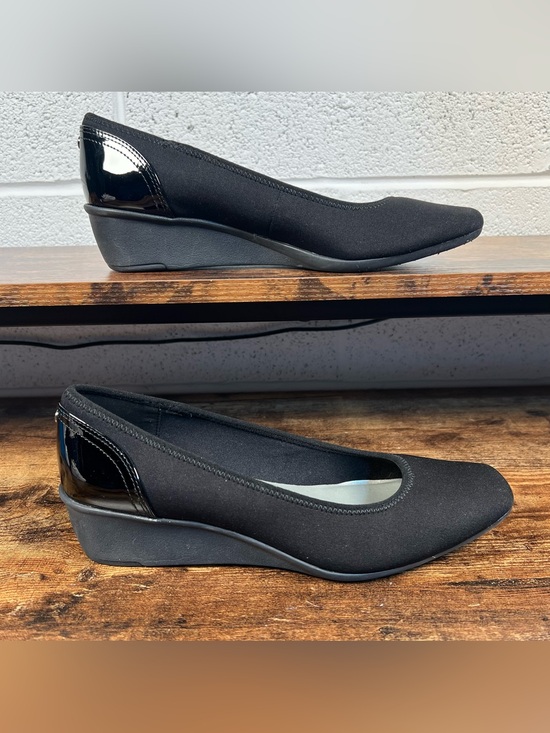 Anne Klein Shoes - Anne Klein Shoes Slip On Wedge Heel Patent Leather Detail Wisher2 Women's 9.5